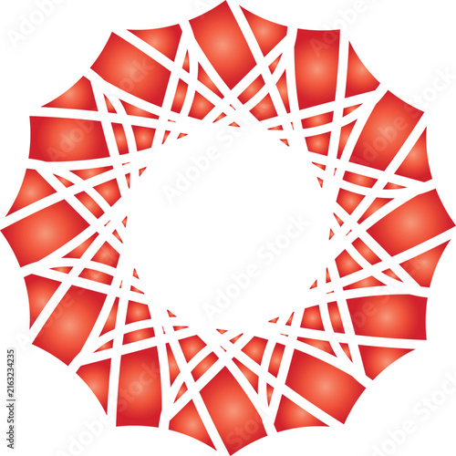 Red and white geometric mandala vector pattern and design element