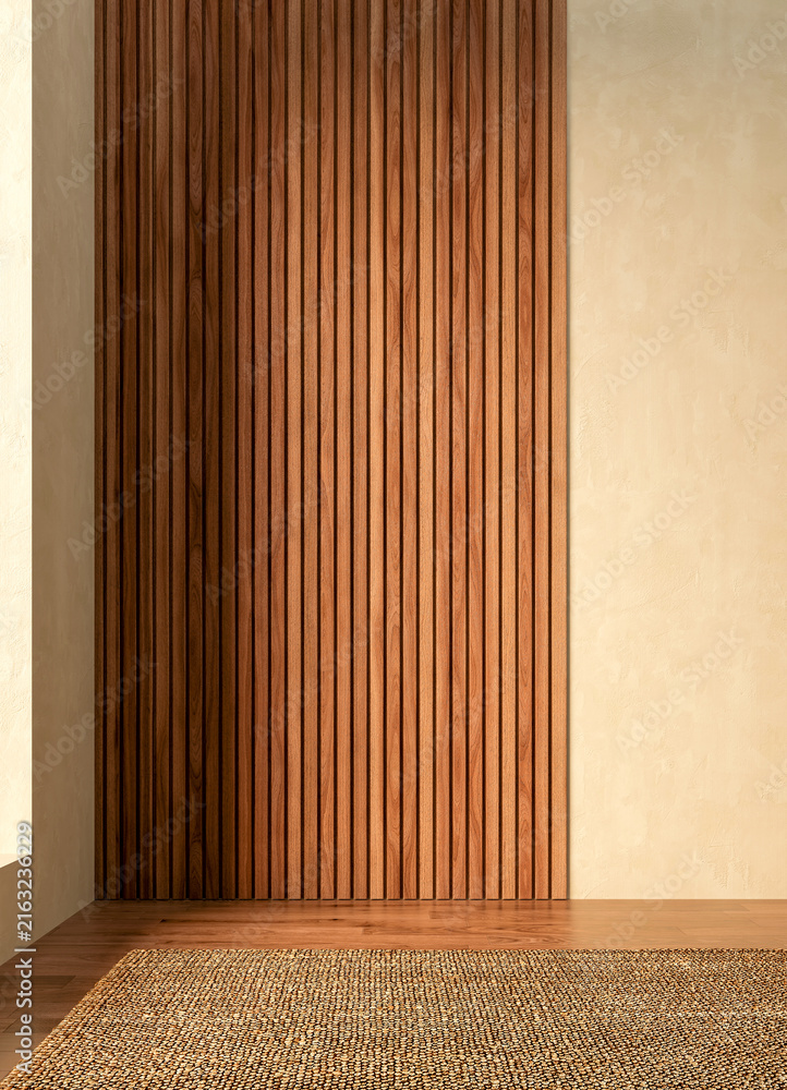 Fototapeta premium 3D render, illustration Fan Ventilation Large Luxury modern living room interior, brutalist architecture realistic lighting, Graphic Overlay wide angle, contemporary furniture, clean lines, minimal