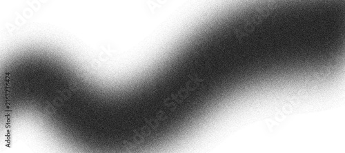 A black airbrush spray paint stroke texture, featuring a soft gradient and wavy shape isolated on a pure white background.