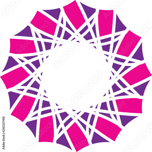 Pink and purple geometric abstract mandala vector design element