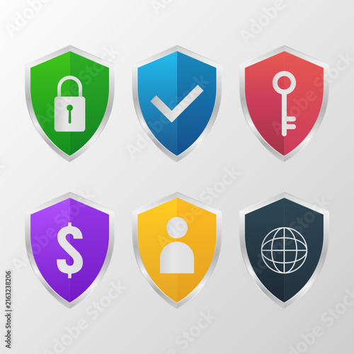Protection shield badge collection for cybersecurity and data privacy