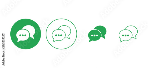 Speech Bubbles Icons: Set of green speech bubble icons, representing communication and discussion. conversation, chat, dialogue, message, communication, social media, talk, interaction, discussion.