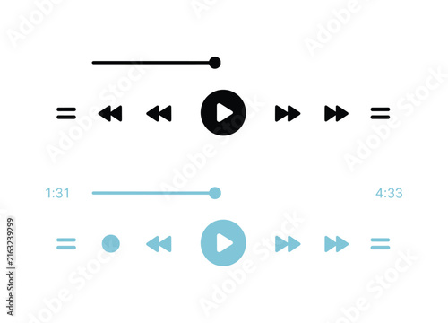 Multimedia Playback Controls: A minimalist set of audio or video player interface elements. digital interface, playback icon, media control.