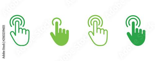 Finger Tap Icons: A collection of minimalist finger tap icons, representing selection, interaction, or a click action. interactive symbol, digital icon, user interface element.