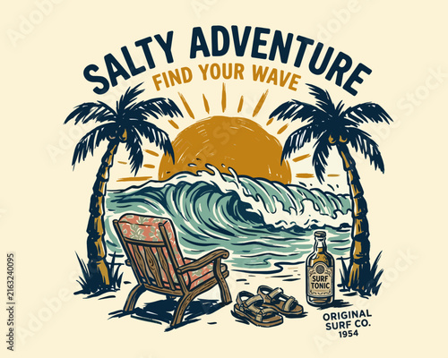Canvas Print Vintage surfing graphic design