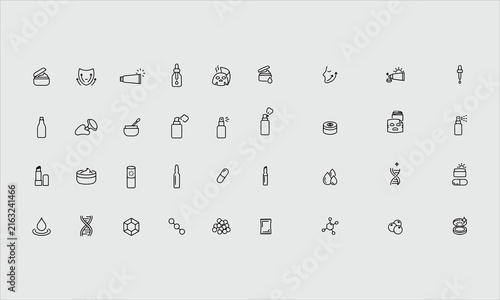 Quadro su tela Skin care flat glyph icons set