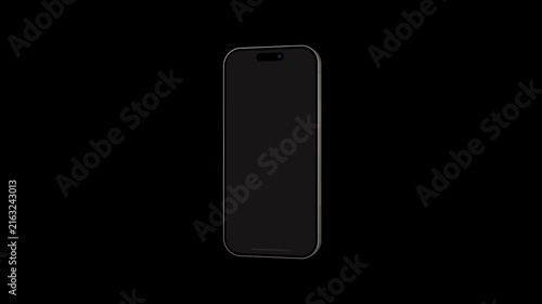 Sleek phone mockup stands centered against solid dark void. Empty phone screen offers perfect template for application demo. Minimal gadget rendering highlights premium device shape.