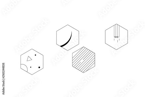 Simple geometric hexagon icon set high resolution picture
