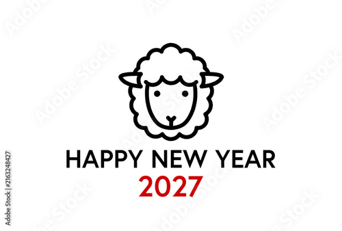 2027　年賀状　未年　ひつじ