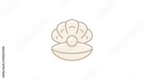 Pearl inside open seashell icon.
