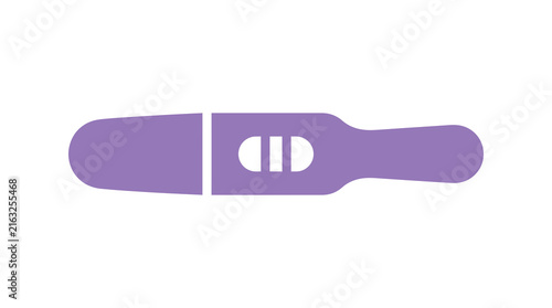 Purple pregnancy test flat icon with two lines.