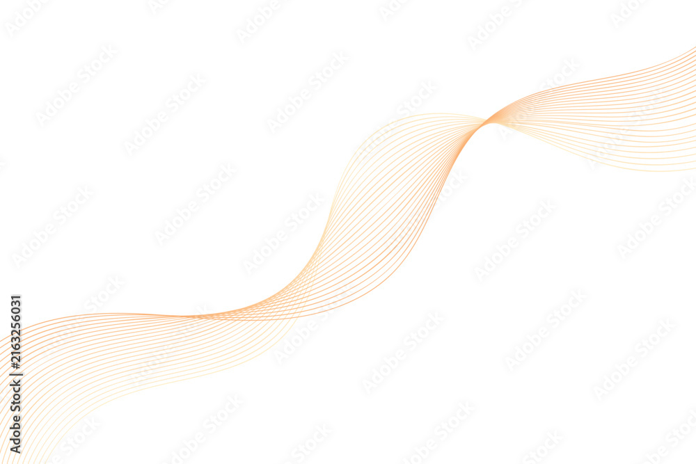 Fototapeta premium Orange wavy lines create an abstract vector design on a white background