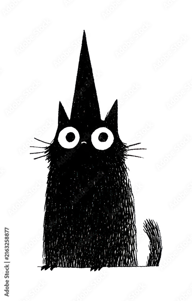 Fototapeta premium PNG Cute black cat with tall hat illustration.