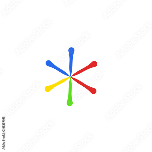 colorful 6 point star icon - colaboration and connection symbol