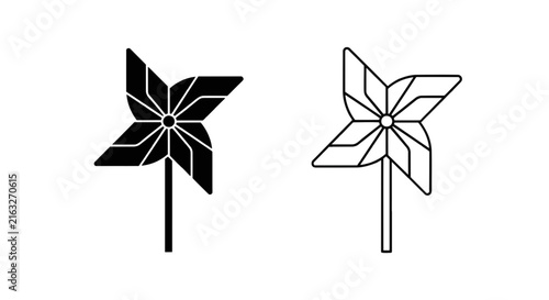 Vector illustration of pinwheel toy icon set, vector illustration on a transparent background