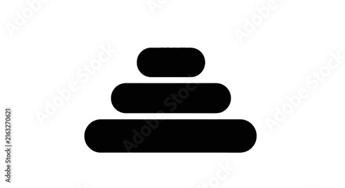 Vector illustration of stacked rounded rectangular shapes icon on a transparent background