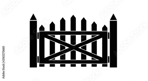 Vector illustration of wooden garden gate icon, vector illustration on a transparent background