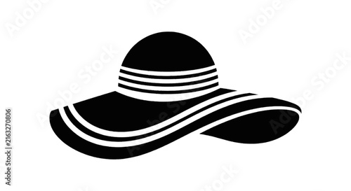 Vector illustration of elegant wide brim sun hat icon on a transparent background