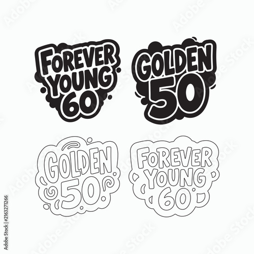 Forever Young 60 and Golden 50 Birthday Milestone Typography Collection