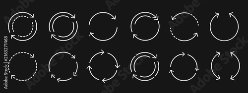 Canvastavla arrows icons, set icon of two arrow spin, repeat or return, double reverse, circ