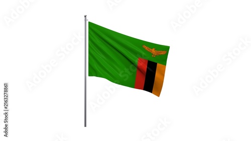 Republic of Zambia national flag isolated on white background. 