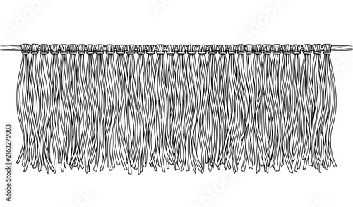 Cascading Natural Pulp Fiber Fringe with Organic Strands Vector