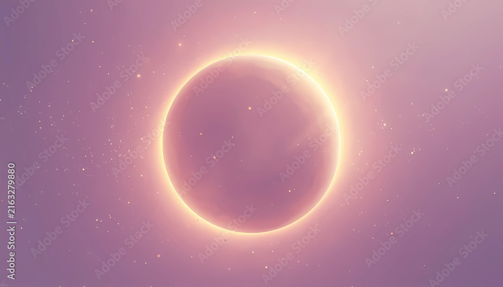 Obraz premium Glowing purple planet floating in vast deep space surrounded by glowing star particles and nebula gas clouds with universe astronomy astrological midnight