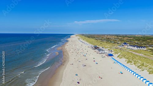 Aerial view of a sandy beach on a Dutch island