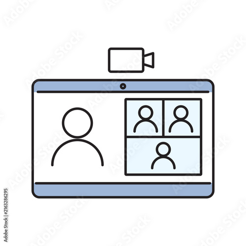 Video call business conference service icon sign design vector