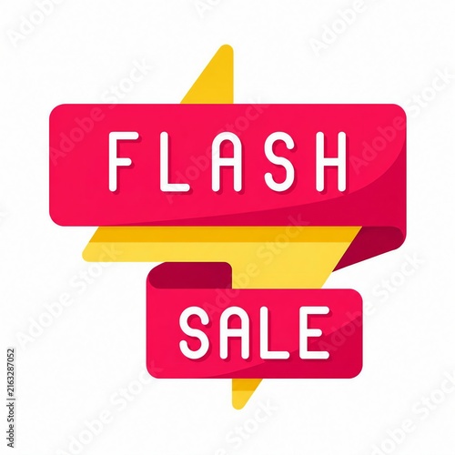 Flash sale banner with bright pink background and yellow lightning effect