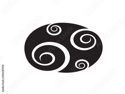 Black and white swirl icon. Abstract spiral graphic element for modern design projects.