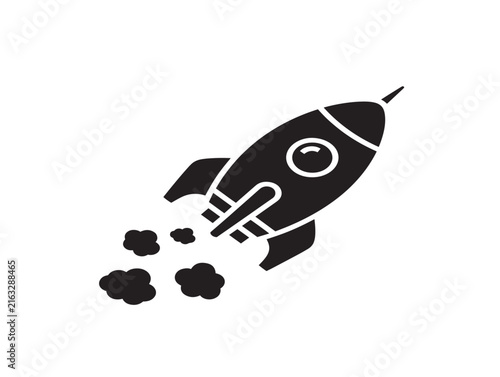 Rocket ship icon. Space shuttle launch symbol for startup business and innovation concepts.