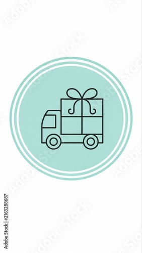 Delivery truck with gift boxes and ribbon icon