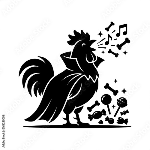 Rooster singing halloween silhouette cut file shows cheerful festive vibe