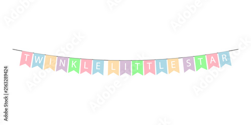 Pastel bunting banner with twinkle little star text for baby shower