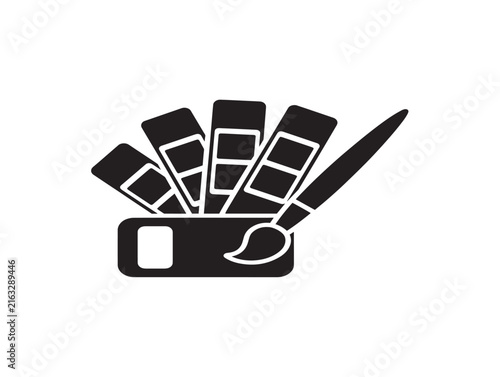 Color palette icon with paintbrush. Graphic design tool symbol for creative projects.