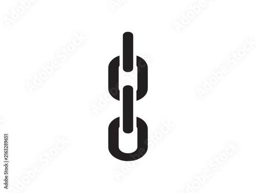 Hanging chain icon. Metal link connection symbol for web and industrial design.
