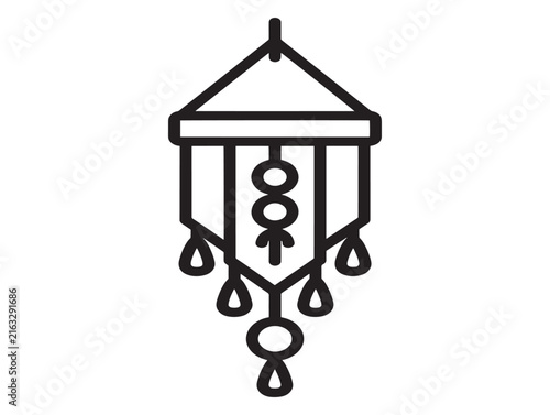 Hanging decoration icon. Minimalist mobile ornament for nursery or festive home decor.