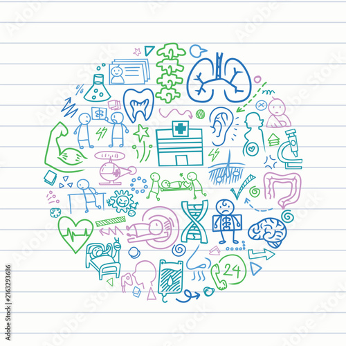 Lined Paper Hospital Medical Circle Pattern