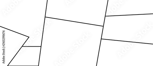 Empty photo frames arranged in creative collage layout. Anime comic book templates. Manga page panels