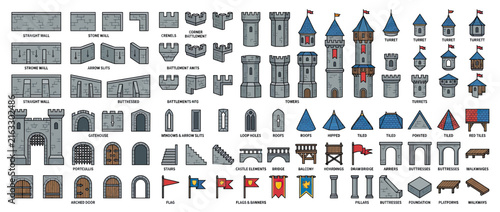 Konstfotografi Medieval Castle Elements Collection Isolated