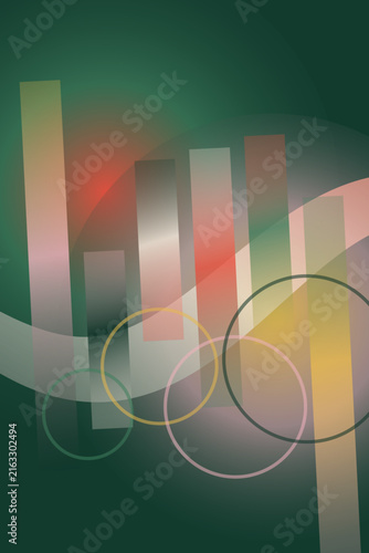 Abstract Digital Background Art Featuring Glowing Vertical Bars And Circular Geometric Elements
