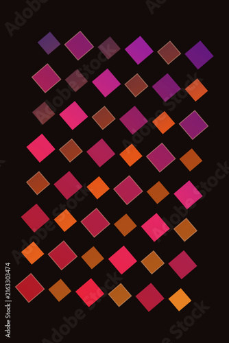 Abstract Geometric Pattern of Colorful Diamonds Arranged in a Grid on a Dark Black Background