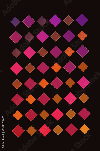 Abstract Geometric Pattern with Colorful Rhombus Shapes Arranged in A Grid on Dark Background
