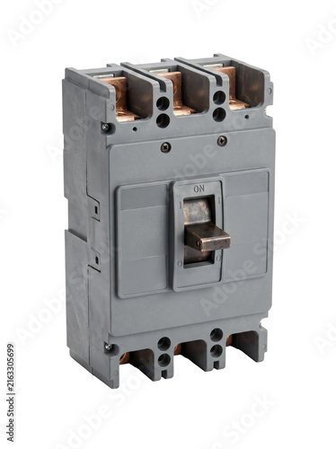 Heavy Duty Industrial Circuit Breaker with Molded Housing on Transparent Background