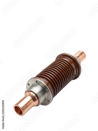 High Voltage Transformer Bushing with Ceramic Insulation on Transparent Background