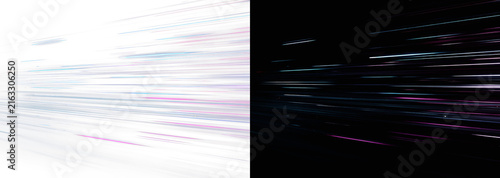 Bild auf Leinwand Multicolour horizontal light streaks motion blur on white and black background