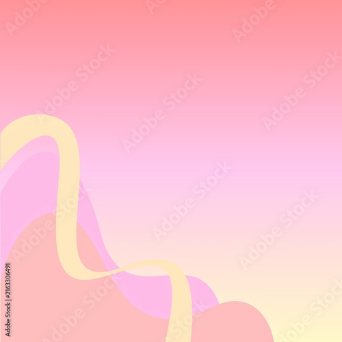 Minimalist aesthetic background with pink and yellow pastel wave lines
