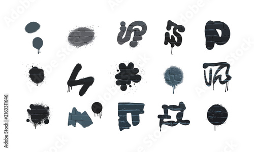 Brick wall spray paint tags for urban street art overlays.