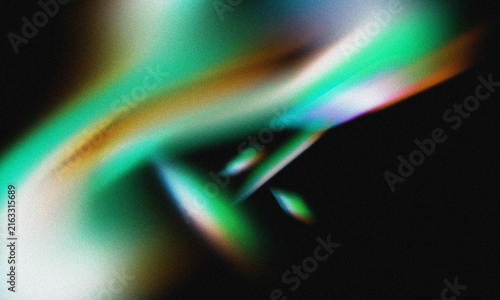 Abstract Vibrant Holographic Glowing Light Leak With Grainy Noise Texture On Dark Black Background For Modern Digital Graphic Design And Creative Web Backgrounds Art.